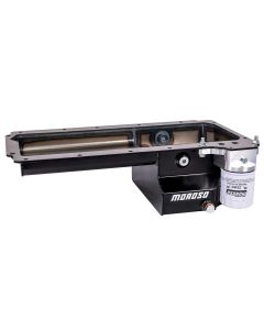 OIL PAN,GM LS, EARLY F-BODY, REAR SUMP, ROAD RACE, SPIN-ON OIL FILTER ADAPTER, DRAIN BACK FITTINGS, BLACK PC