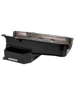 OIl PAN, SBC 86-UP WITH 1 PIECE SEAL PASSENGER SIDE DIP STICK, ROAD RACE BAFFLED, 7.5 IN. DEEP