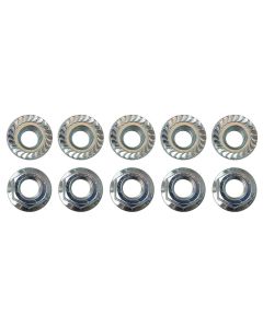 FLANGE NUT, SERRATED, M8 X 1.25, 10 PACK, ZINC
