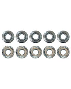 FLANGE NUT, 5/16-24, SERRATED, 10 PACK, ZINC