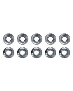 FLANGE NUT HEAD HEAD, M6 X 1.0, SERRATED FACE, 10 PACK, CLEAR ZINC
