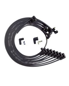 WIRE SET MOROSO ULTRA BBC UNDER THE HEADER 90 DEG PLUG NON HEI DIST UNSLEEVED, BLACK WIRE
