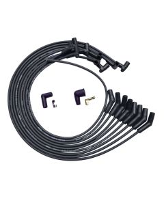 WIRE SET MOROSO ULTRA BBC UNDER THE HEADER 135 DEG PLUG END HEI DIST, UNSLEEVED BLACK WIRE