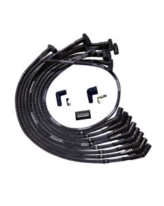 WIRE SET MOROSO ULTRA BBC OVER THE VALVE COVER 135 DEG PLUG HEI SLEEVED, BLACK WIRE