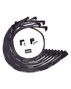 WIRE SET MOROSO ULTRA BBC UNDER THE HEADER 90 DEG PLUG END NON HEI SLEEVED, BLACK WIRE