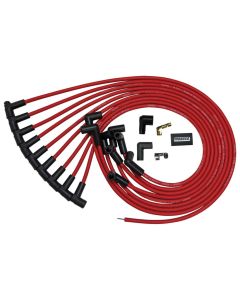WIRE SET MOROSO ULTRA  BBC UNDER THE HEADE 90 DEG PLUG BOOTS, HEI, RED WIRE