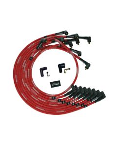 WIRE SET MOROSO ULTRA SLEEVED RED BBC UNDER THE HEADER 90 DEG PLUG BOOTS N-HEI, RED WIRE