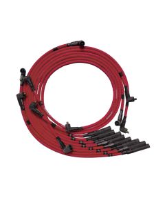 WIRE SET MOROSO ULTRA SLEEVED RED BB CHRYSLER, MOPAR 361,383,400,440 STR PLUG BOOTS N-HEI, RED WIRE