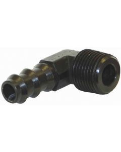 FITTING, 3/8 IN. TO 3/8 IN., 90 DEG, BLACK