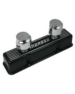 VALVE COVERS, SBC, CAST, BLACK FINISH, 1 VALVE COVER WITH 2 BREATHERS
