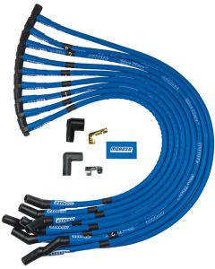 WIRE SET, SPIRAL CORE, SLEEVED, FORD 351W, HEI, BLUE, 135 DEGREE