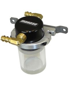 SEPARATOR, AIR OIL, CATCH CAN, SMALL BODY, UNIVERSAL, BLACK FINISH, CLEAR BOTTOM